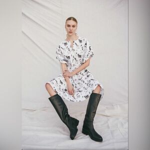 Deveaux Ophrah White and Black Floral Dress Fall 2021 RARE!